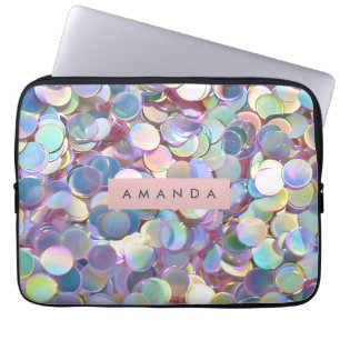 Persoonlijk Elegant Iriserend Confetti Laptop Sleeve