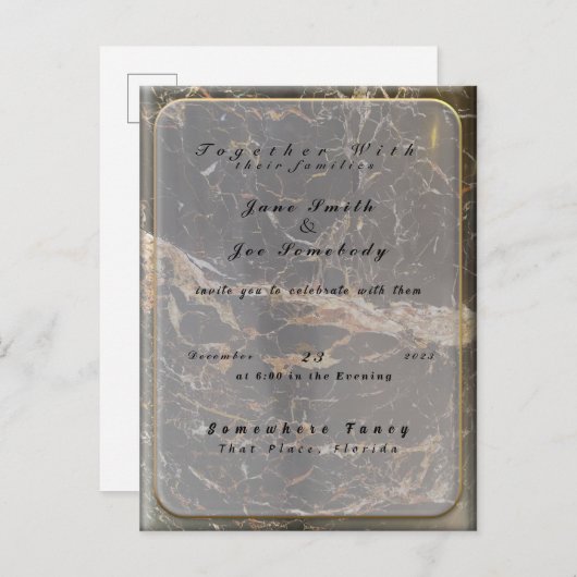 Persoonlijk Elegant Marmer Uitnodiging Briefkaart (Voorkant / Achterkant)