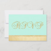 Persoonlijk Elegant MINT Gold RSVP Wedding Kaart (Voorkant)