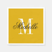 Persoonlijk elegant monogram mosterdgeel servet (Voorkant)