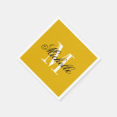 Persoonlijk elegant monogram mosterdgeel servet (Hoek)