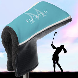 Persoonlijk Elegant Monogram Naam Initiaal Turkooi Golfheadcover
