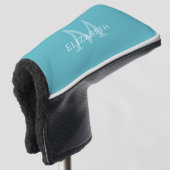Persoonlijk Elegant Monogram Naam Initiaal Turkooi Golfheadcover (3/4 voorkant)
