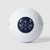 Persoonlijk Elegant Monogram Navyblauw Golfballen (Voorkant)