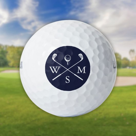 Persoonlijk Elegant Monogram Navyblauw Golfballen