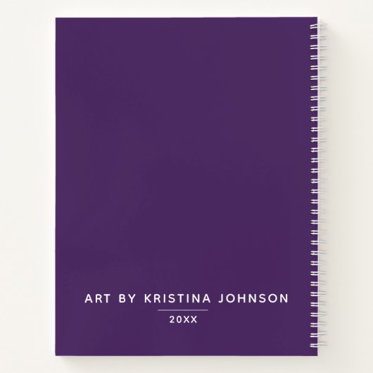 Persoonlijk Elegant Paars Sketchbook Notitieboek (Achterkant)