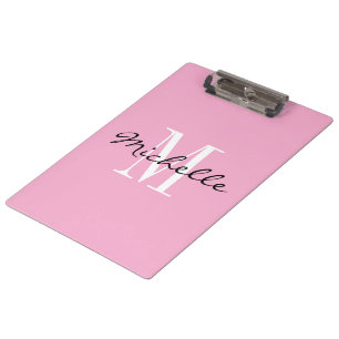 Persoonlijk elegant pastelroze monogram klembord