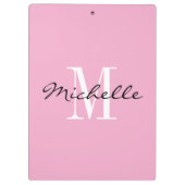 Persoonlijk elegant pastelroze monogram klembord (Achterkant)