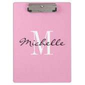 Persoonlijk elegant pastelroze monogram klembord (Voorkant)