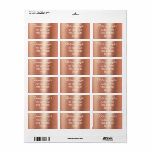 Persoonlijk Elegant Roos Gold Foil adres Etiket (Full Sheet)