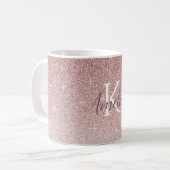 Persoonlijk Elegant Roos Gold Glitter Monogram Koffiemok (Voorkant links)