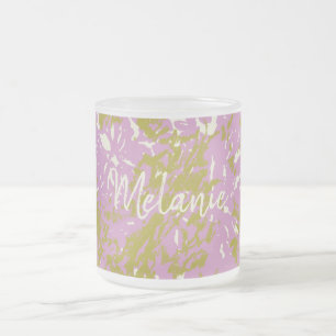 Persoonlijk Elegant Roze Botanisch Ontwerp   Matglas Koffiemok