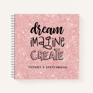 Persoonlijk Elegant Roze Glitter Sketchbook Notitieboek