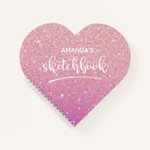 Persoonlijk Elegant Roze Glitter Sketchbook Notitieboek