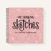 Persoonlijk Elegant Roze Glitter Sketchbook