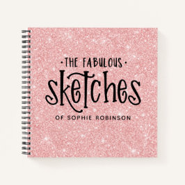 Persoonlijk Elegant Roze Glitter Sketchbook Notitieboek