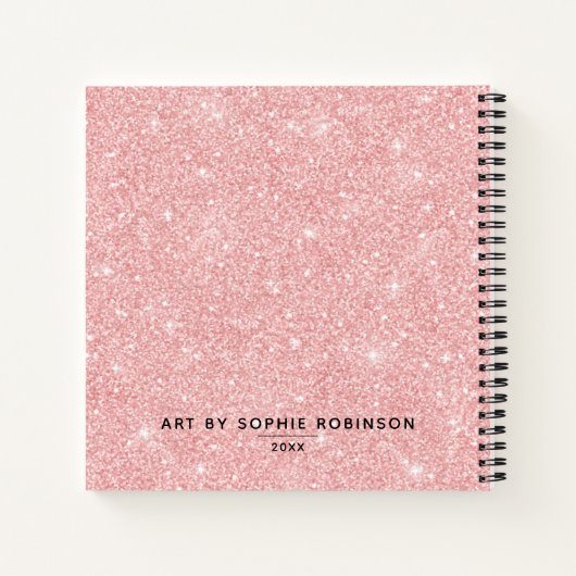 Persoonlijk Elegant Roze Glitter Sketchbook Notitieboek (Achterkant)