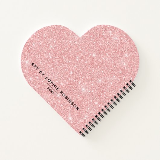 Persoonlijk Elegant Roze Glitter Sketchbook Notitieboek (Achterkant)