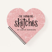 Persoonlijk Elegant Roze Glitter Sketchbook Notitieboek (Voorkant)
