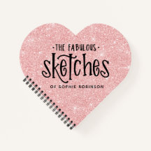 Persoonlijk Elegant Roze Glitter Sketchbook