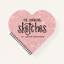 Persoonlijk Elegant Roze Glitter Sketchbook Notitieboek