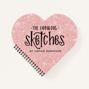 Persoonlijk Elegant Roze Glitter Sketchbook Notitieboek