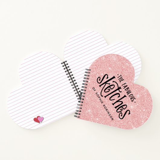 Persoonlijk Elegant Roze Glitter Sketchbook Notitieboek (Binnen)