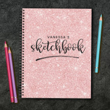 Persoonlijk Elegant Roze Glitter Sketchbook
