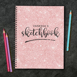 Persoonlijk Elegant Roze Glitter Sketchbook Notitieboek