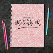 Persoonlijk Elegant Roze Glitter Sketchbook Notitieboek
