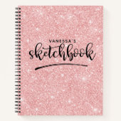 Persoonlijk Elegant Roze Glitter Sketchbook Notitieboek (Voorkant)