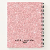 Persoonlijk Elegant Roze Glitter Sketchbook Notitieboek (Achterkant)