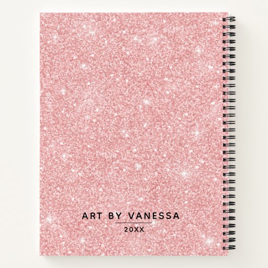 Persoonlijk Elegant Roze Glitter Sketchbook Notitieboek (Achterkant)