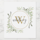 Persoonlijk elegant schrift groen monogram wijn etiket (Enkel label)