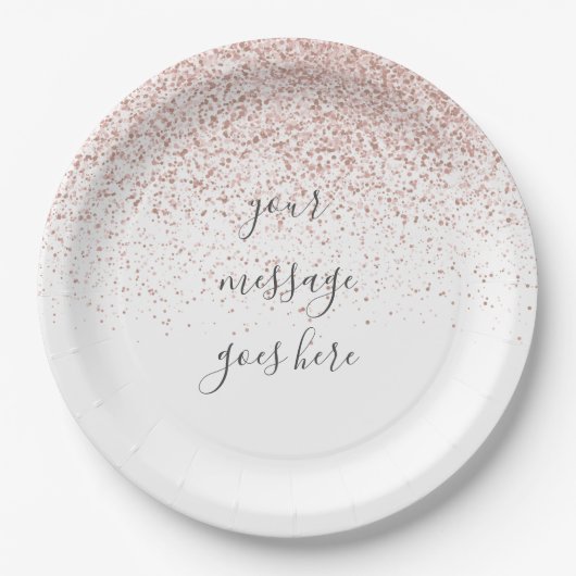 Persoonlijk Elegant Schrift Roze Gouden Glitters Papieren Bordje (Voorkant)