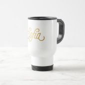 Persoonlijk Elegant Script Sofia Gold Black Reisbeker (Voorkant rechts)