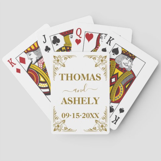 Persoonlijk Elegant Trouwmonogram Pokerkaarten (Achterkant)
