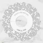 Persoonlijk Elegant White Silver Diamond Glitter Wijnglaslabel (Voorkant)