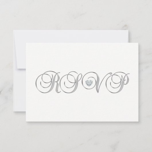 Persoonlijk Elegant White Silver RSVP Wedding Kaart (Voorkant)