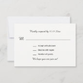 Persoonlijk Elegant White Silver RSVP Wedding Kaart (Achterkant)