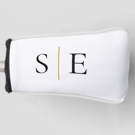 Persoonlijk Elegant Zwart Goud Monogram Golfheadcover (Voorkant)