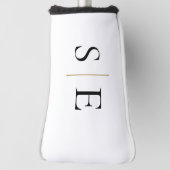 Persoonlijk Elegant Zwart Goud Monogram Golfheadcover (Draai 90)