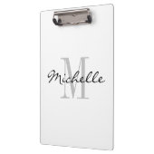Persoonlijk elegant zwart-wit naammonogram klembord (Links)