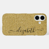 Persoonlijk elegante script goud glitter Case-Mate iPhone case (Achterkant (horizontaal))