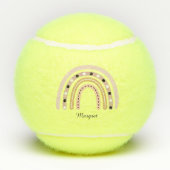 Persoonlijk elegante script naam groovy regenboog tennisballen (Achterkant)