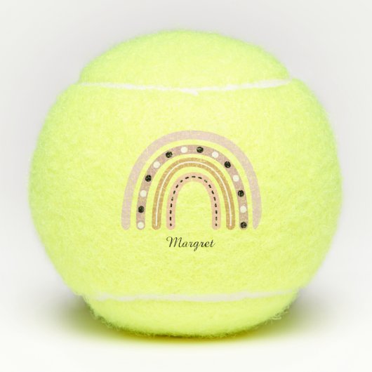 Persoonlijk elegante script naam groovy regenboog tennisballen (Voorkant)