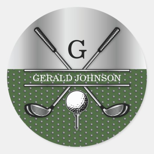 Persoonlijk Elege Golf Monogram Logo Ronde Sticker (Voorkant)