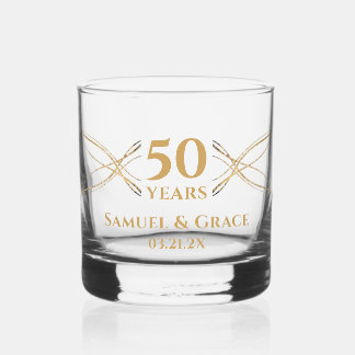 Persoonlijk Elege Gouden 50ste Verjaardagscadeau Whisky Glas