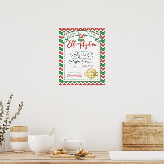 , persoonlijk Elf-goedkeuringscertificaat Poster (Keuken)