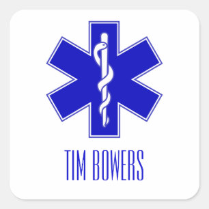 Persoonlijk EMT Ster van Levenssymbool Vierkante Sticker